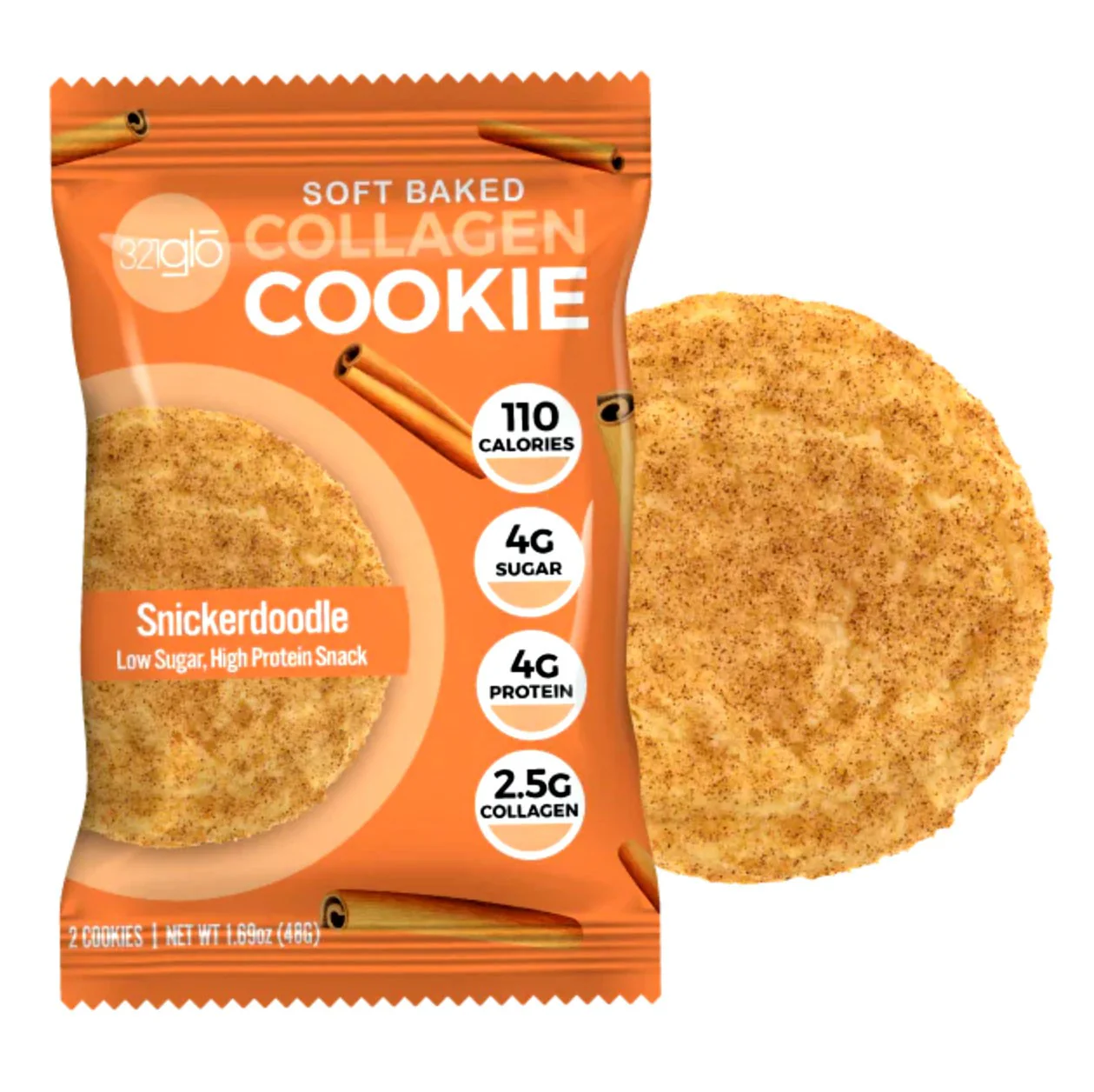321Glo Soft Baked Collagen Cookie, Snickerdoodle - cynamonowe ciastko kolagenowe 110kcal - Image 5