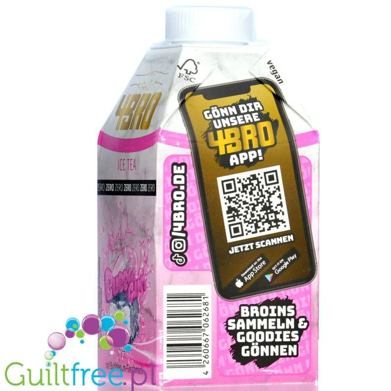 4BRO Ice Tea Bubble Gum Zero - napój bez cukru 1kcal, Mrożona Herbata o smaku Gumy Balonowej - Image 2