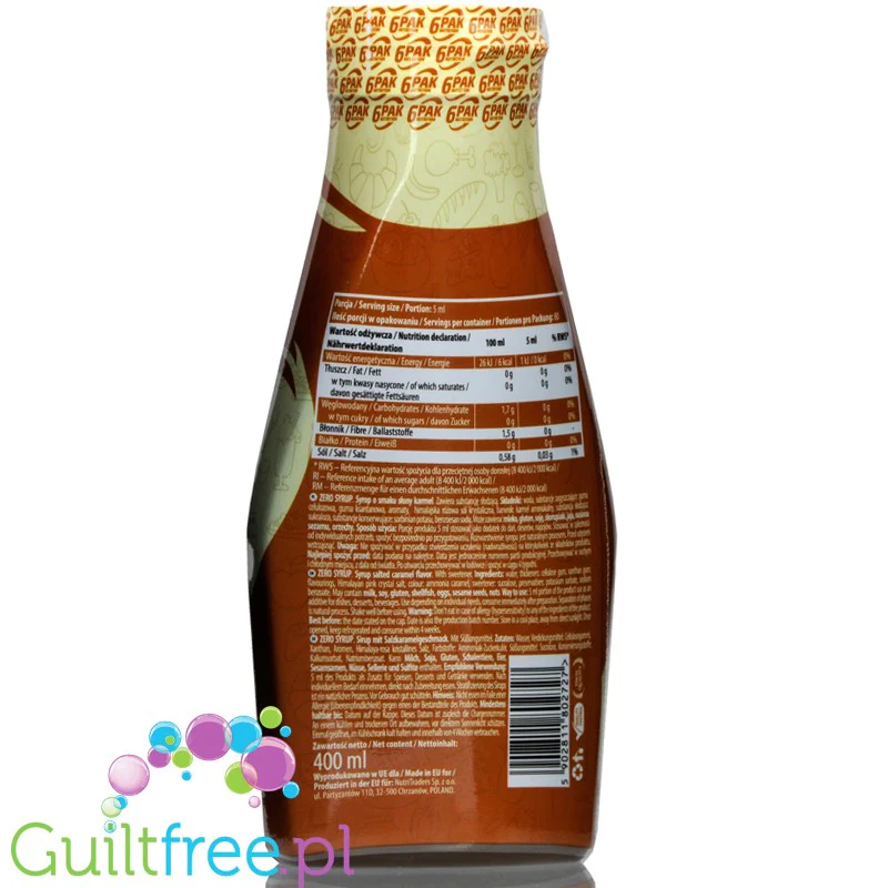 6Pak Nutrition Zero Sauce Salty Carmel - sos zero o smaku solonego karmelu - Image 2