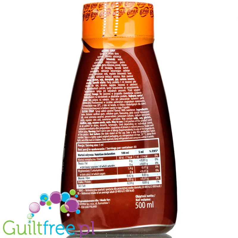 6Pak Nutrition Zero Sauce Salty Carmel - sos zero o smaku solonego karmelu - Image 4