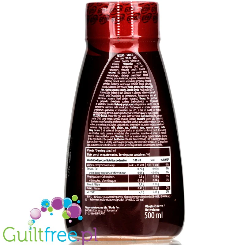 6Pak Nutrition Zero Sauce Smoked BBQ sos barbecue 18kcal - Image 2