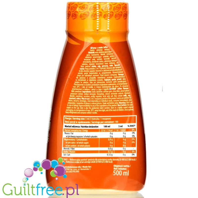6Pak Nutrition Zero Sauce Toffee - sos zero o smaku krówki toffi - Image 2