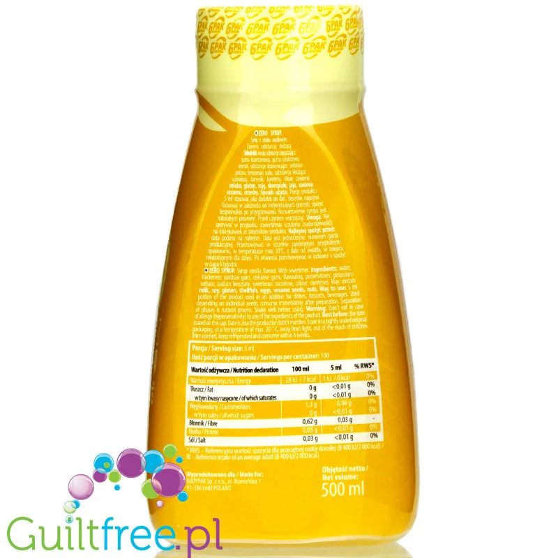 6Pak Nutrition Zero Sauce Vanilla - waniliowy sos zero - Image 2