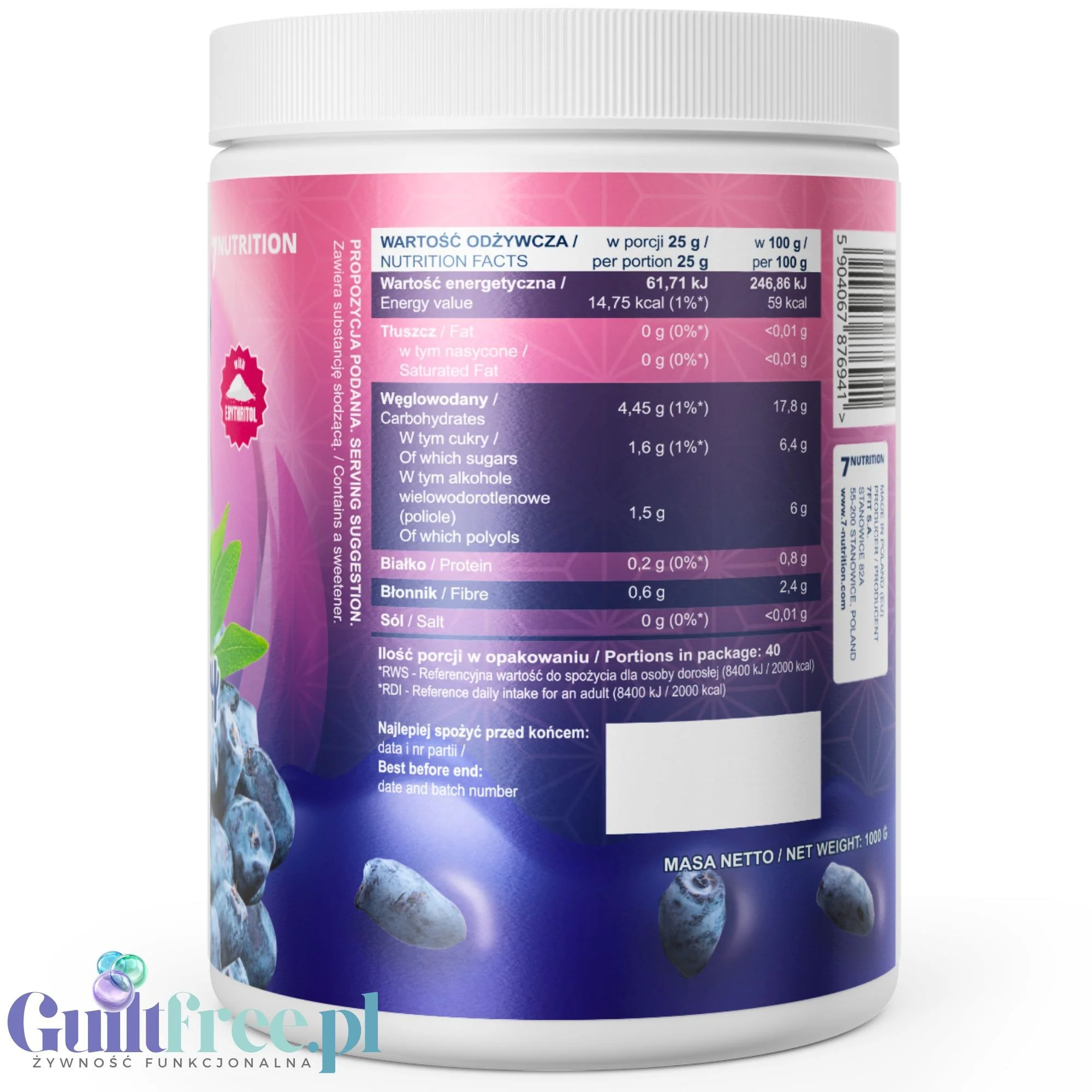 7Nutrition Honeyberry Jam - dżem frużelina z jagody kamczackiej bez dodatku cukru - Image 3