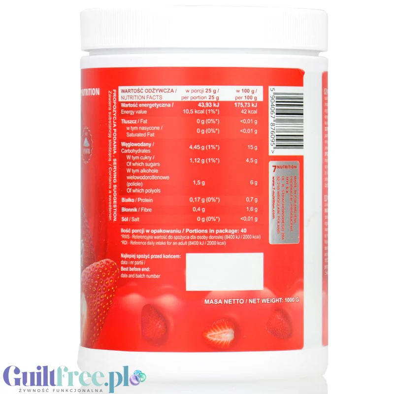 7Nutrition Strawberry Jam - truskawkowy dżem frużelina bez dodatku cukru tylko 42kcal - Image 2