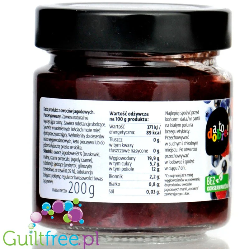 A to Dobre KETO Konfitura Owoce Leśne 31kcal - bez dodatku cukru, ze stewią i erytrolem - Image 2