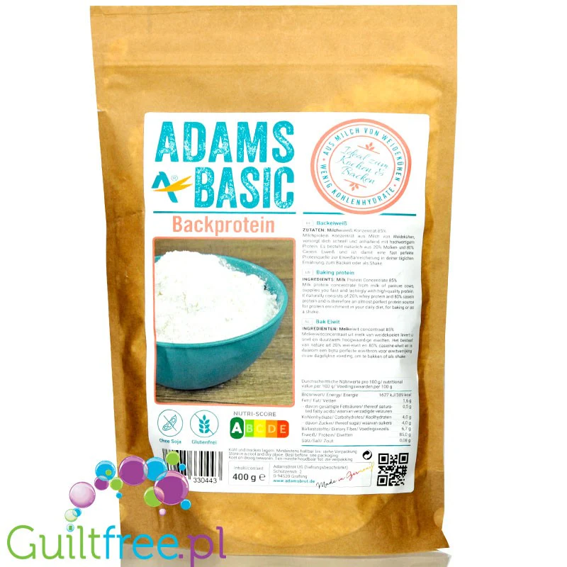 Adam's Basic Backprotein - czyste białko do pieczenia bez słodzików i zagęstników 85% białka - Image 2