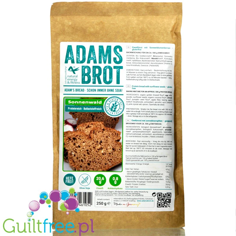 Adam's Bread Sunflower - niskowęglowodanowy Chleb Adama ze słonecznikiem, mix do wypieku