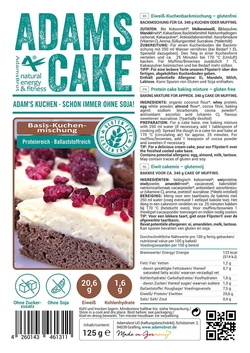 Adam's Cake Basic - kakaowe proteinowe ciasto Adama bez glutenu, mix do wypieku - Image 4