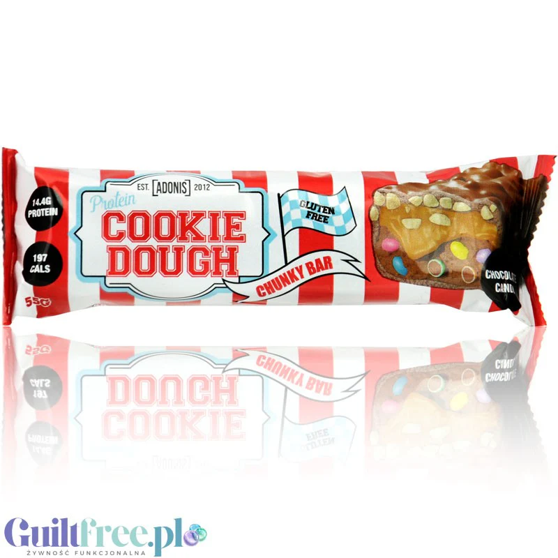 Adonis Cookie Dough Chunky Bar, Chocolate Candy - proteinowy baton z kazeiną, 14,4g białka & 197kcal