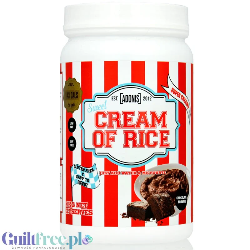 Adonis Cream of Rice, Chocolate Brownie 1kg - kremowy kleik ryżowy z enzymami, regeneracyjny posiłek treningowy