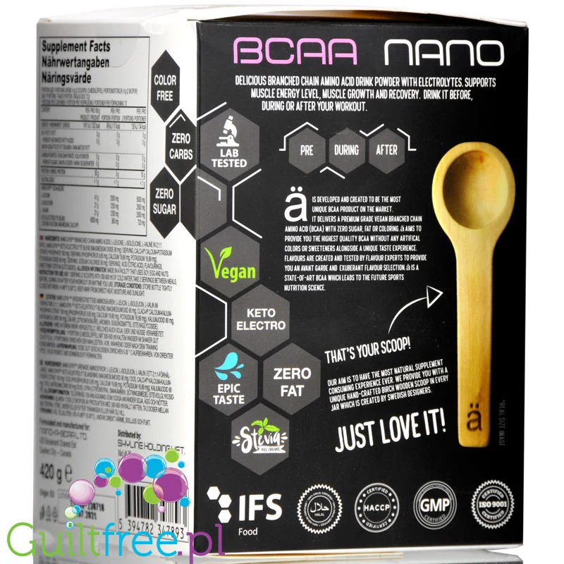 Ä Nano Supps BCAA Cotton Candy Cloud - wegańskie aminokwasy z elektrolitami 100% naturalny skład ze stewią, smak wata cukrowa - Image 3