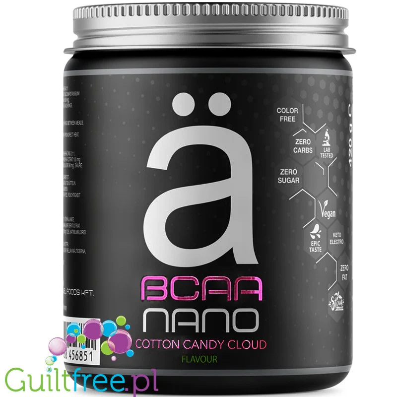 Ä Nano Supps BCAA Cotton Candy Cloud - wegańskie aminokwasy z elektrolitami 100% naturalny skład ze stewią, smak wata cukrowa - Image 6