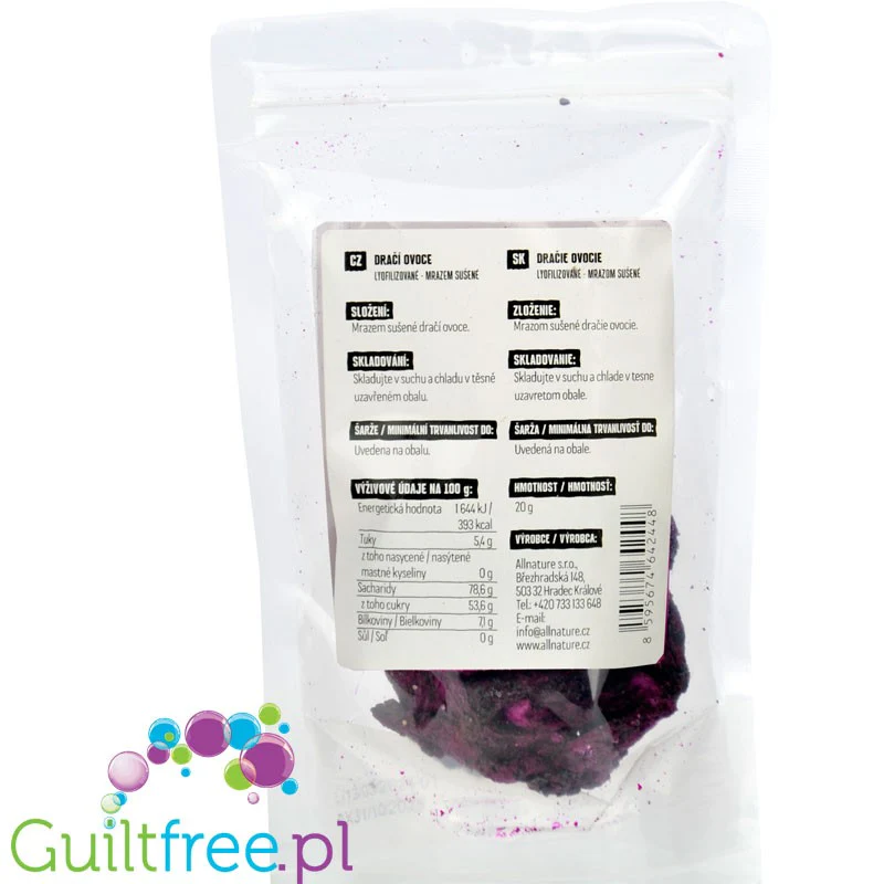 Allnature Dragon Fruit 20g - liofilizowana Pithaya100% owoców bez dodatków, magiczny kolor - Image 2