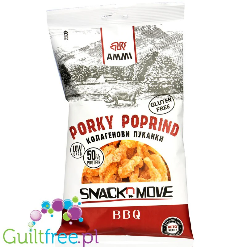 AMMI Porky Poprind BBQ 40g - bezglutenowe keto prażynki wieprzowe bez węglowodanów