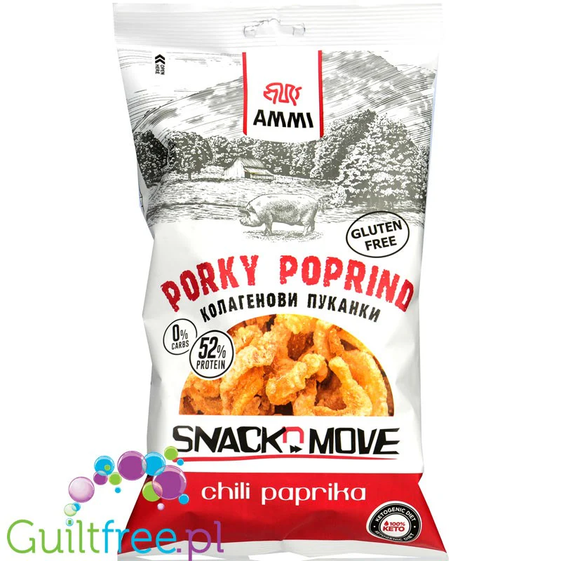 AMMI Porky Poprind Chilli Paprika 40g - keto prażynki wieprzowe bez węglowodanów 70% białka - Image 2