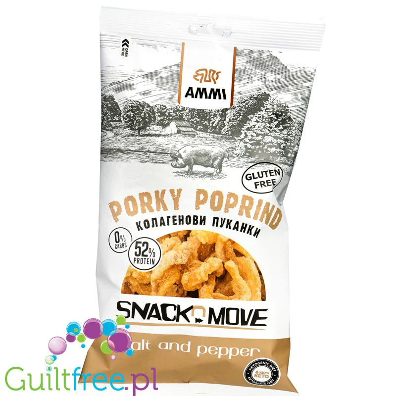 AMMI Porky Poprind Salt & Pepper 40g - keto prażynki wieprzowe bez węglowodanów