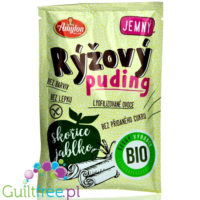 Amylon budyń ryżowy z jabłkiem i cynamonem bezglutenowy bio, bez cukru i słodzików