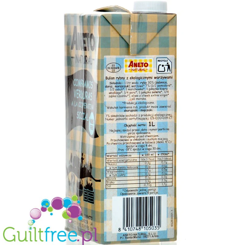 Aneto Natural Bulion Rybny 1L - wolno gotowany bulion z żabnicy i dorsza z warzywami 7kcal - Image 4