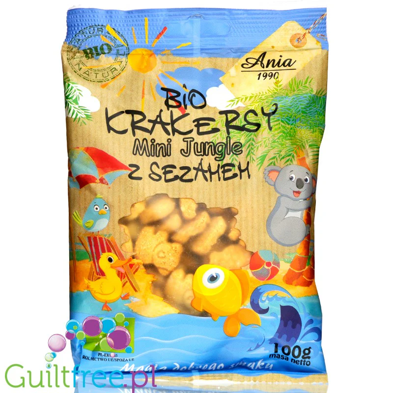 Ania Bio Krakersy Mini Jungle z sezamem - niskocukrowe krakersy sezamowe
