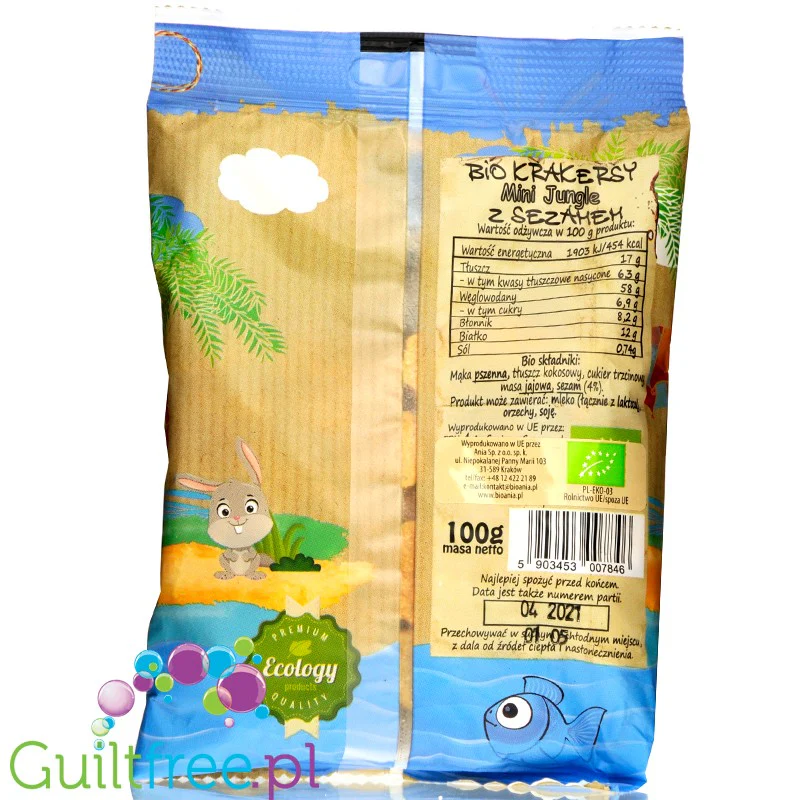 Ania Bio Krakersy Mini Jungle z sezamem - niskocukrowe krakersy sezamowe - Image 2
