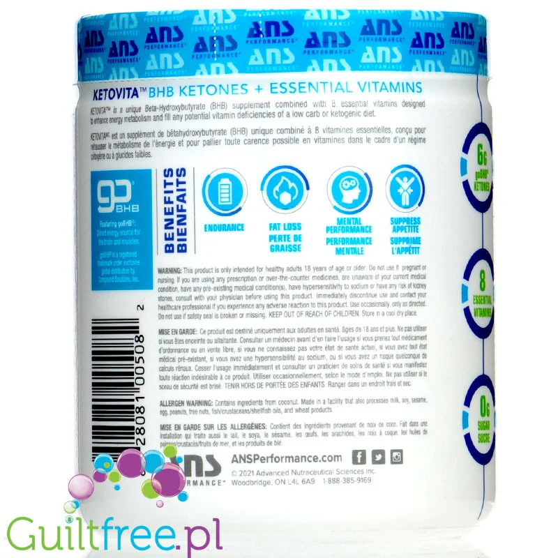 ANS Ketovita Cucumber Lime - keto formuła z BHB, kompleksem witamin grupy B i K2 - Image 2
