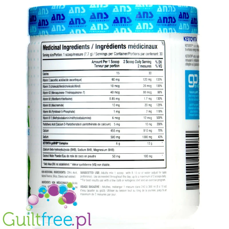 ANS Ketovita Cucumber Lime - keto formuła z BHB, kompleksem witamin grupy B i K2 - Image 3