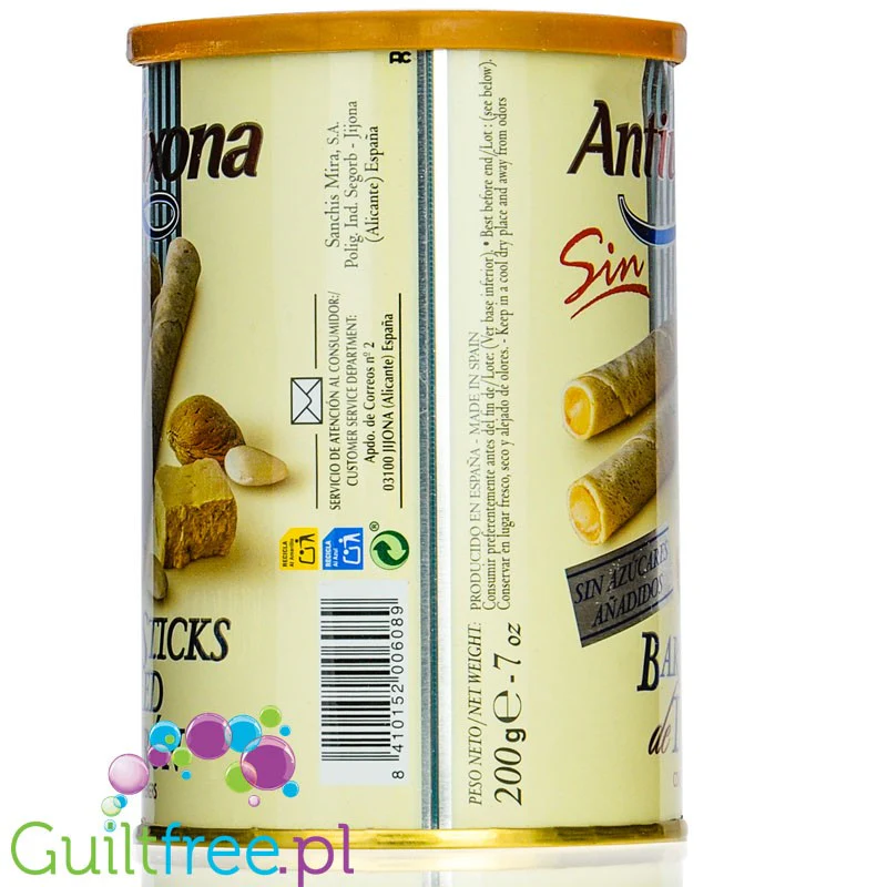 Antiu Xixona Wafer Sticks with Turon - rurki waflowe z nadzieniem nugatowym bez cukru 200g - Image 2