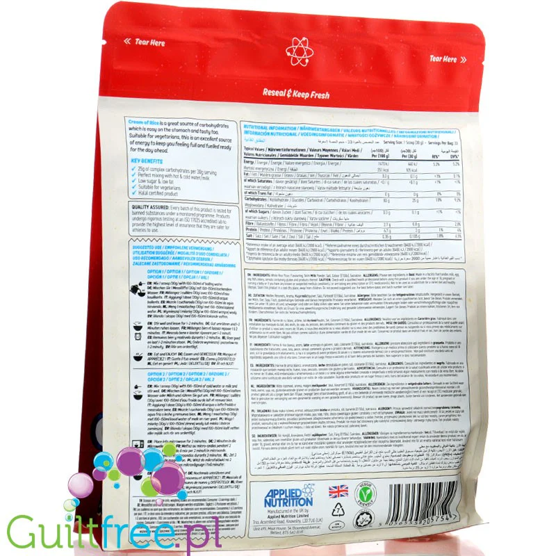 Applied Nutrition Cream of Rice, Toffi Biscuit 1kg - kleik ryżowy bez cukru, regeneracyjny posiłek treningowy - Image 2