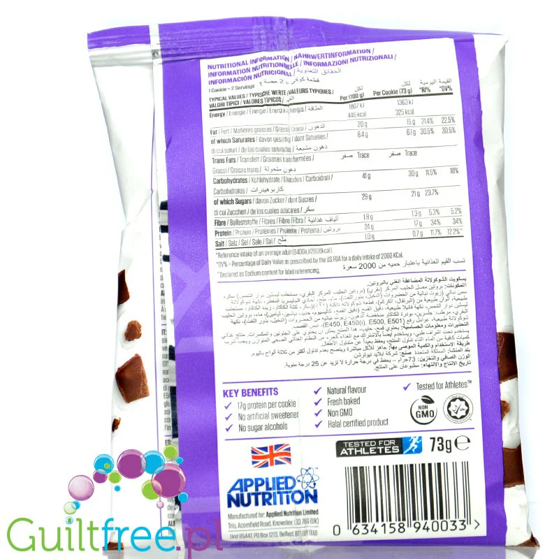 Applied Nutrition Critical Cookie Double Chocolate - wielgachne ciacho proteinowe 17g białka bez słodzików, smak czekoladowy - Image 3
