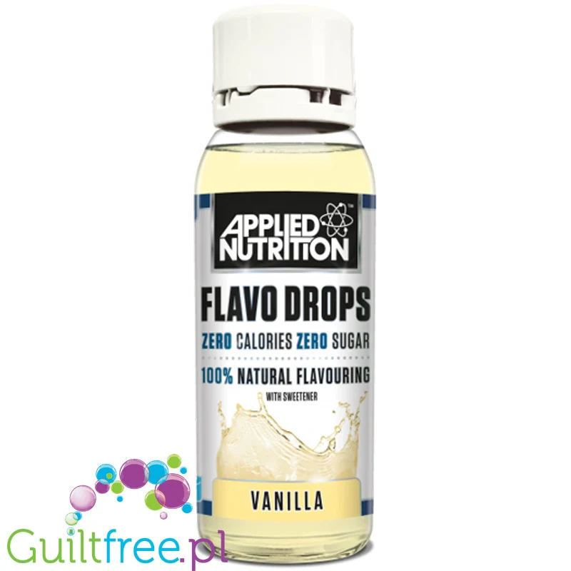 Applied Nutrition Flavo Drops, Wanilia, bezcukrowe dietetyczne krople smakowe