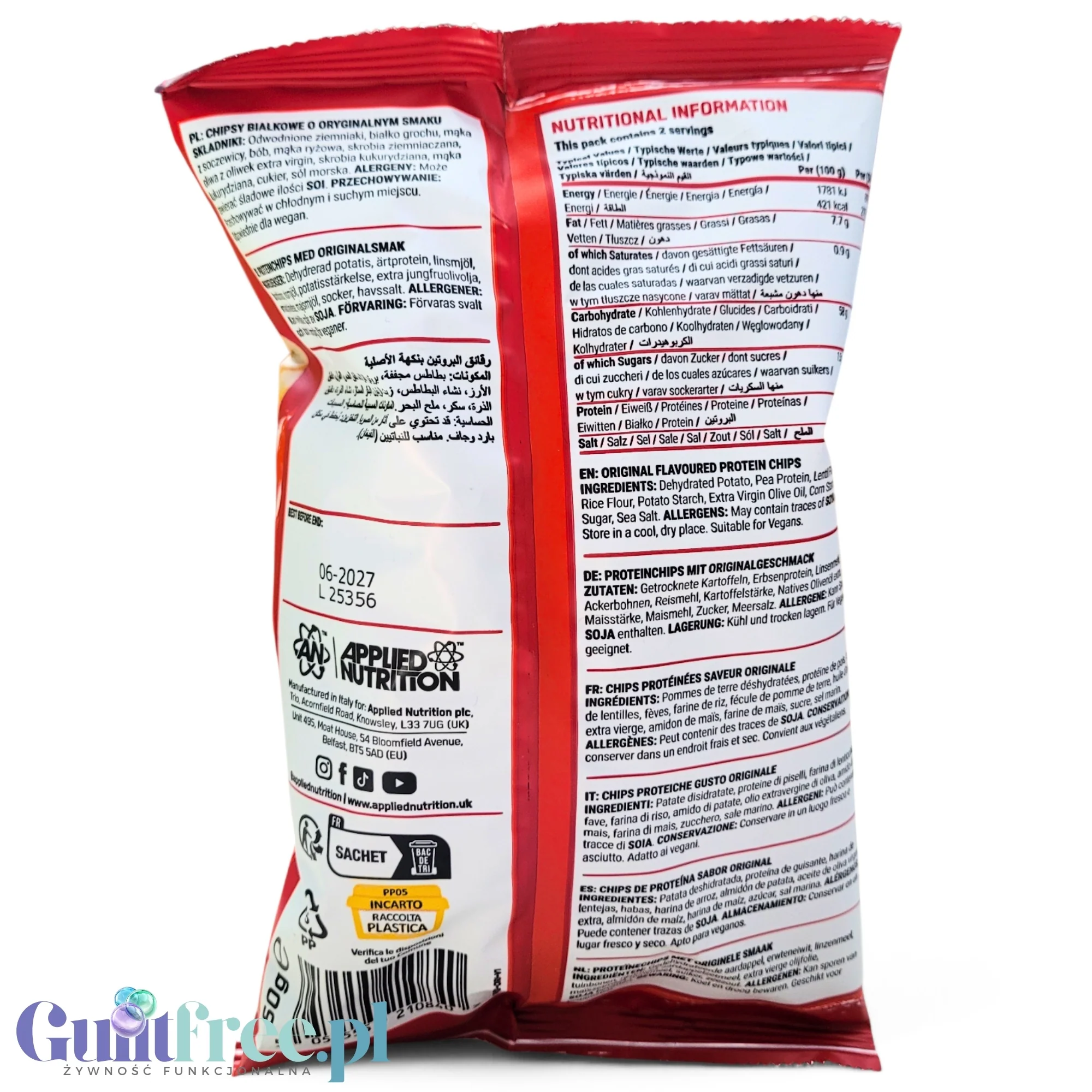Applied Nutrition Protein Chips Original - wegańskie chipsy proteinowe bez soi i glutenu z oliwą extra virgin - Image 2