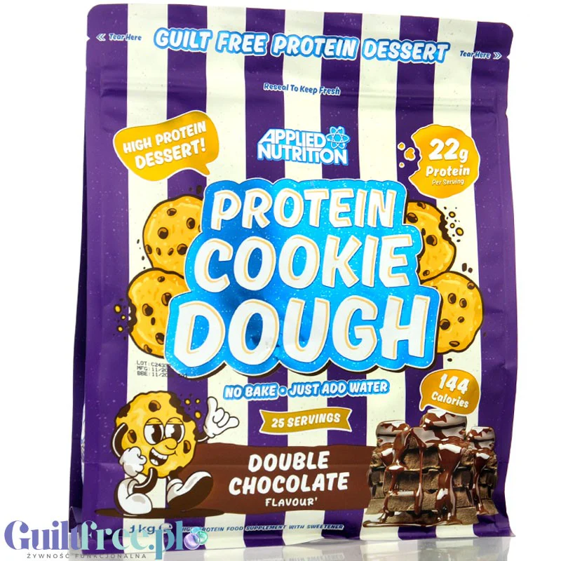 Applied Nutrition Protein Cookie Dough Double Chocolate - proteinowa masa ciasteczkowa z czekoladą 144kcal, 22g białka