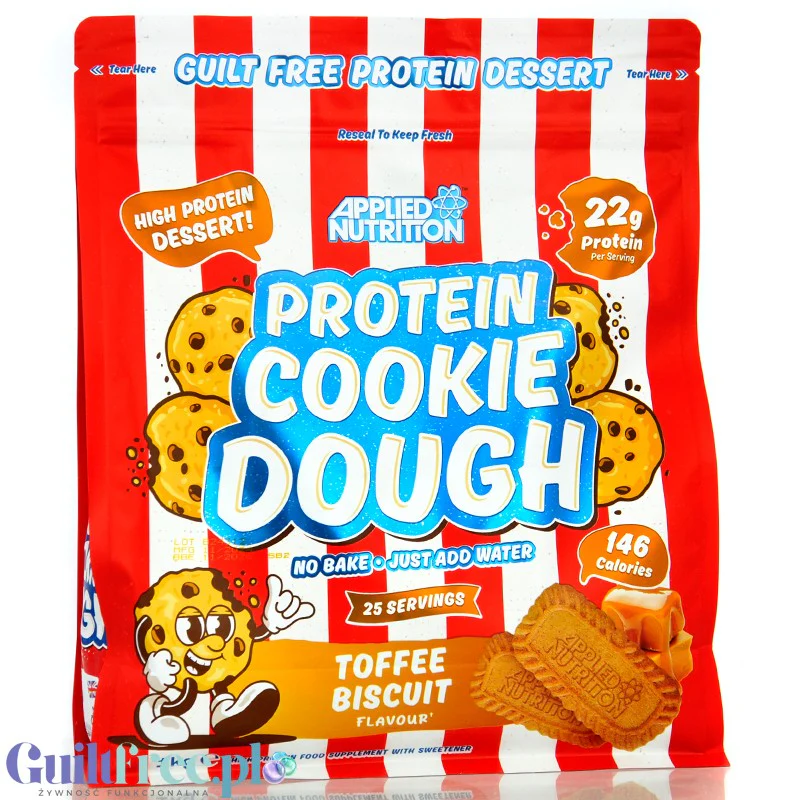 Applied Nutrition Protein Cookie Dough Toffee Biscuit - proteinowa masa ciasteczkowa z czekoladą 146kcal, 22g białka
