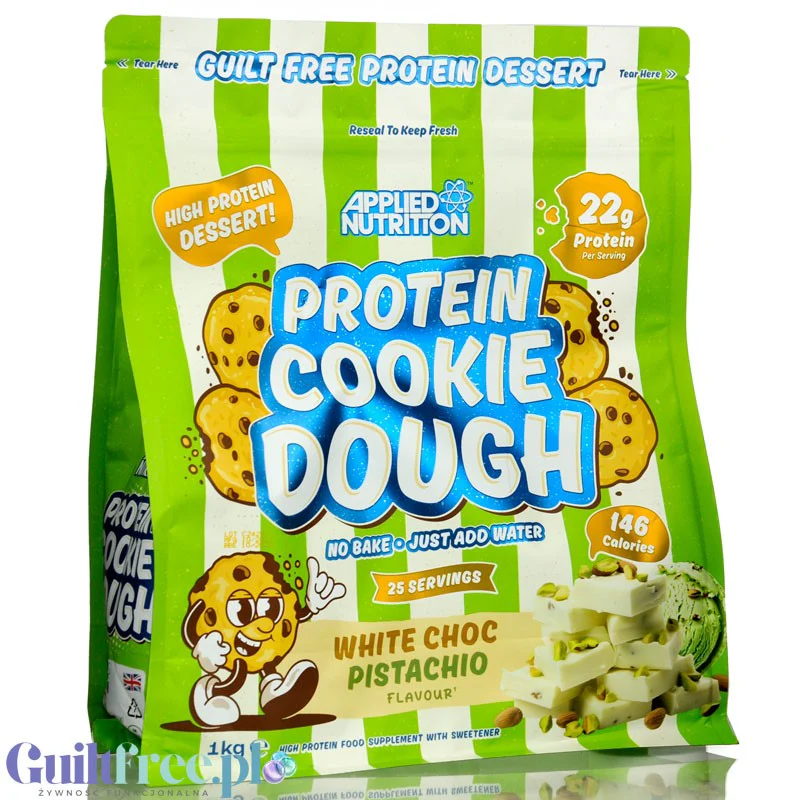 Applied Nutrition Protein Cookie Dough White Choc Pistachio - proteinowa masa ciasteczkowa z białą czekoladą 146kcal, 21g białka