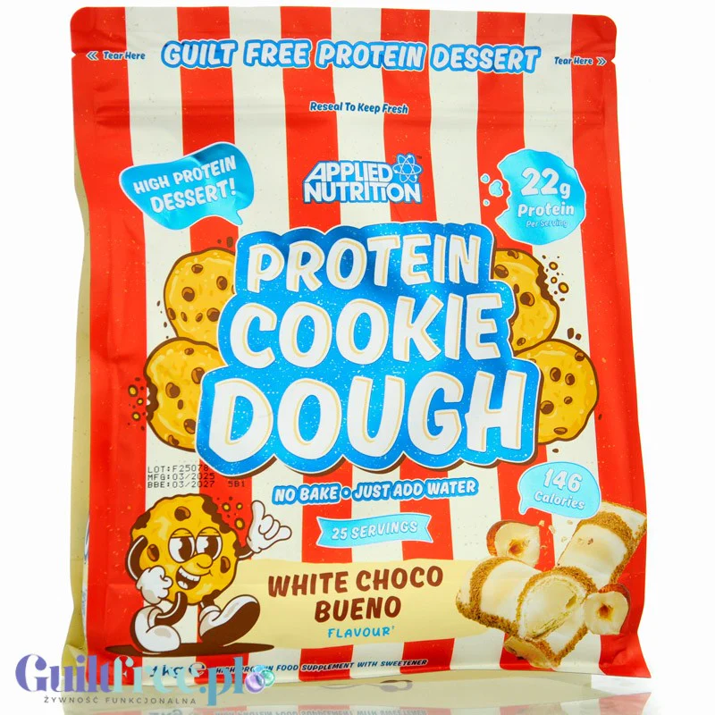 Applied Nutrition Protein Cookie Dough White Choco Bueno - proteinowa masa ciasteczkowa z białą czekoladą 137kcal, 22g białka