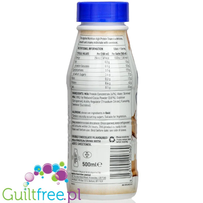 Applied Nutrition Protein Shake Double Chocolate - gotowy szejk proteinowy 42g białka & 240kcal - Image 2