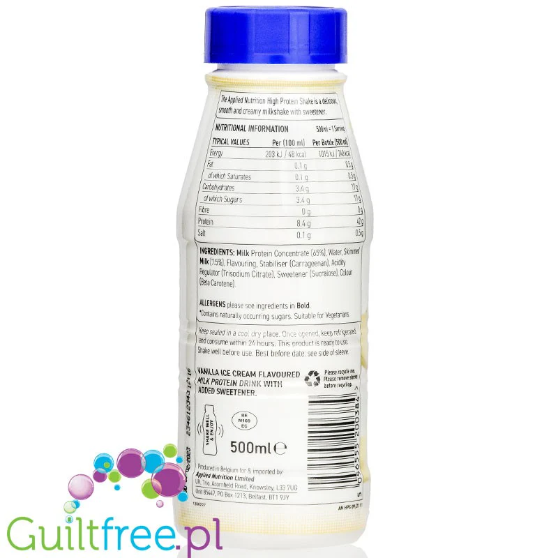 Applied Nutrition Protein Shake Vanilla Ice Cream - gotowy szejk proteinowy 42g białka & 240kcal - Image 2