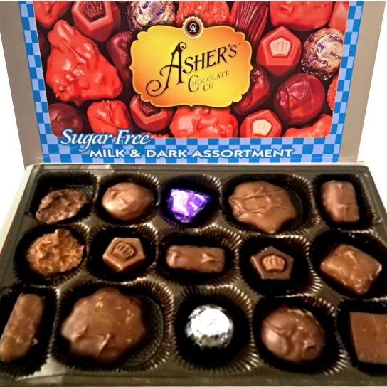 Asher's Chocolates Milk & Dark Chocolate Assortment - bombonierka bez cukru - Image 4
