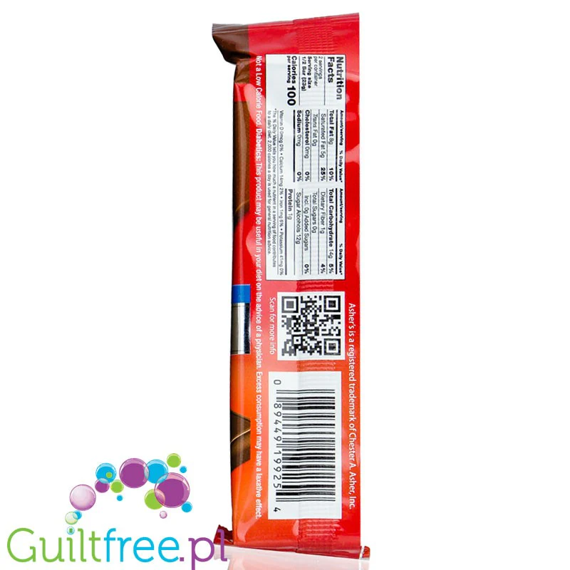 Asher's Chocolates Sugar Free Candy Bar Milk Chocolate - baton z mlecznej czekolady bez cukru - Image 2