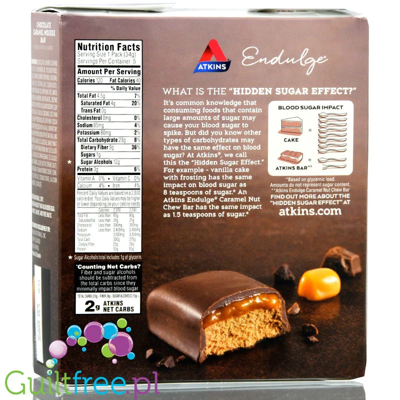 Atkins Endulge Chocolate Caramel Mousse PUDEŁKO - Baton czekoladowy z musem karmelowym, niskie IG, 2g węglowodanów - Image 4