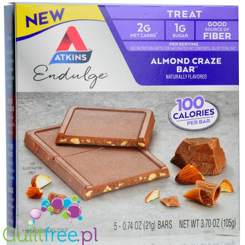 Atkins Endulge Dessert Almond Craze Bar PUDEŁKO x 5 BATONÓW - czekoladowe batoniki po 100kcal