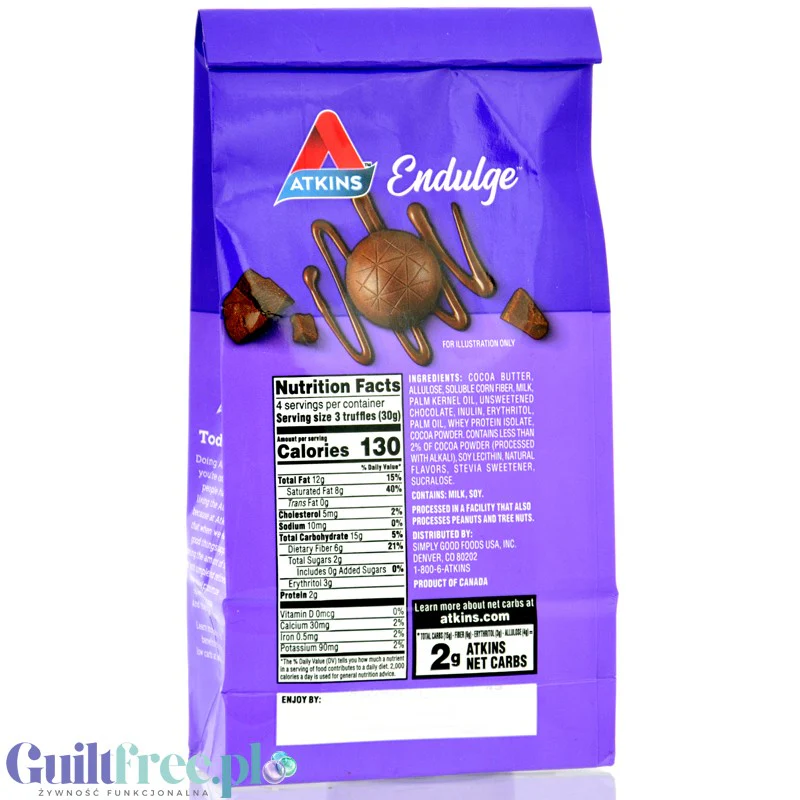 Atkins Endulge Truffles Milk Chocolate - trufle pralinowe w mlecznej czekoladzie bez dodatku cukru - Image 4