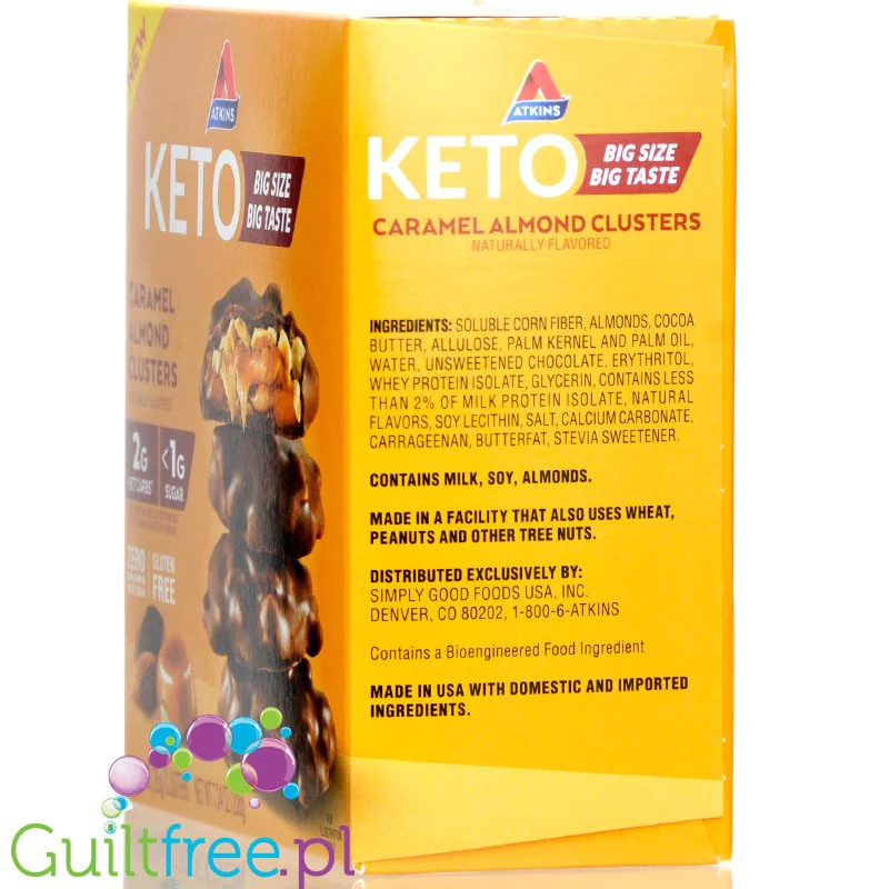 Atkins KETO Caramel Almond Clusters box 8pak- keto czekoladki bez cukru z karmelem i migdałami - Image 3