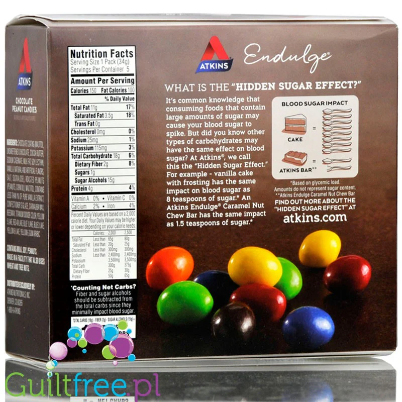 Atkins Endulge Chocolate Peanut Candies - lukrowane drażetki czekoladowe z orzechami 1g cukru PUDEŁKO - Image 3