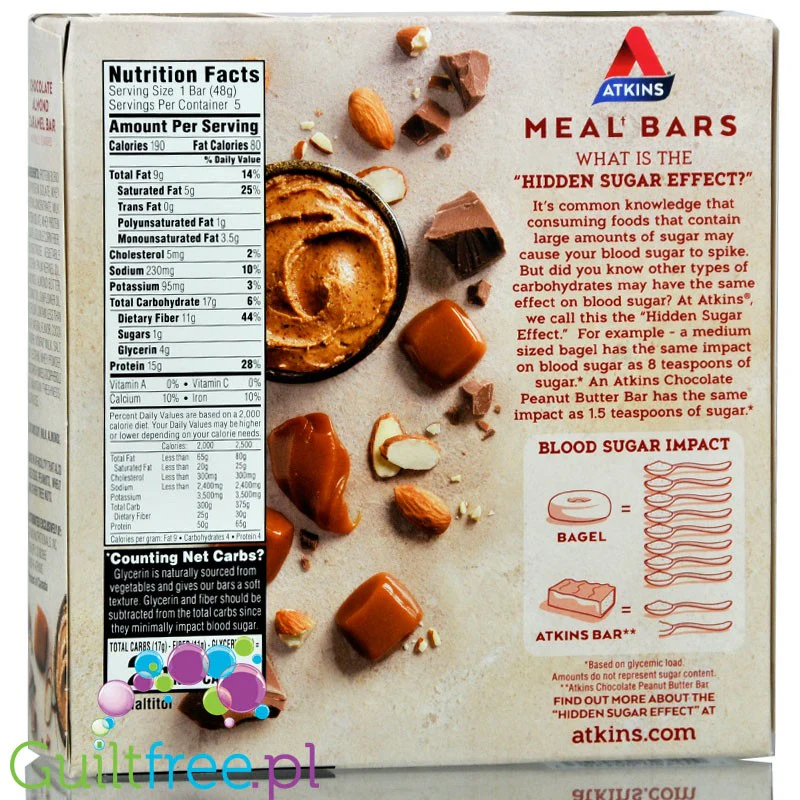 Atkins Meal Chocolate Almond Caramel PUDEŁKO x 5 batonów - Image 2