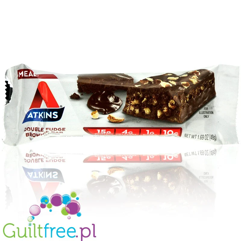 Atkins Meal Double Fudge Brownie  - niskocukrowy baton 1g cukru, pudełko x 5 batonów - Image 3