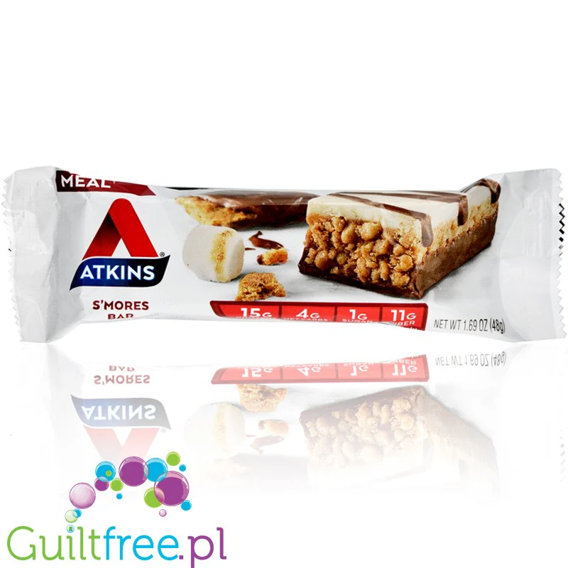 Atkins Meal S'mores - niskocukrowy baton 15g białka, pudełko x 5 batonów - Image 3