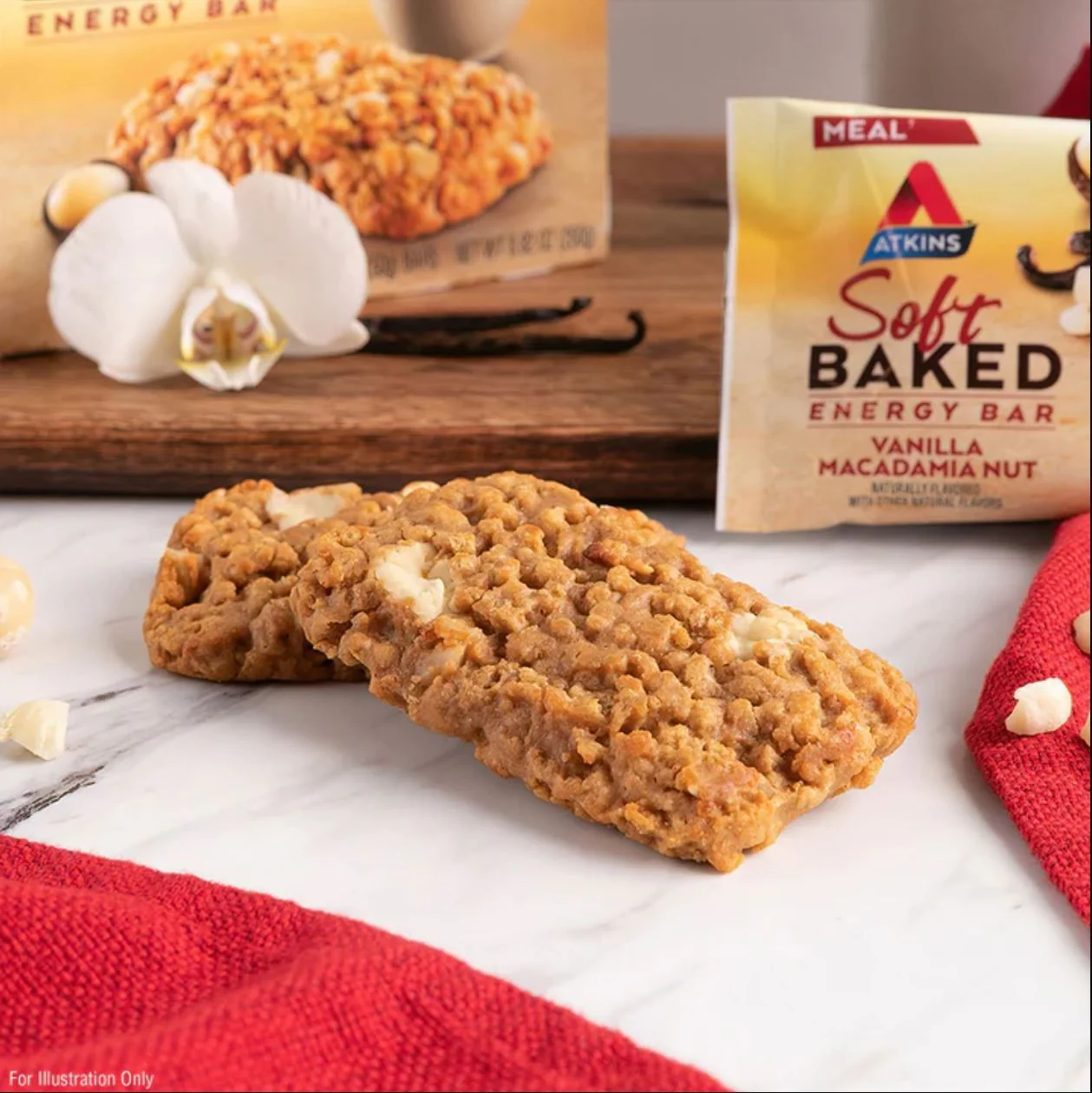 Atkins Meal Soft Baked Vanilla Macadamia Nut - baton śniadaniowy z migdałami i makadamia 190kcal & 15g białka - Image 2