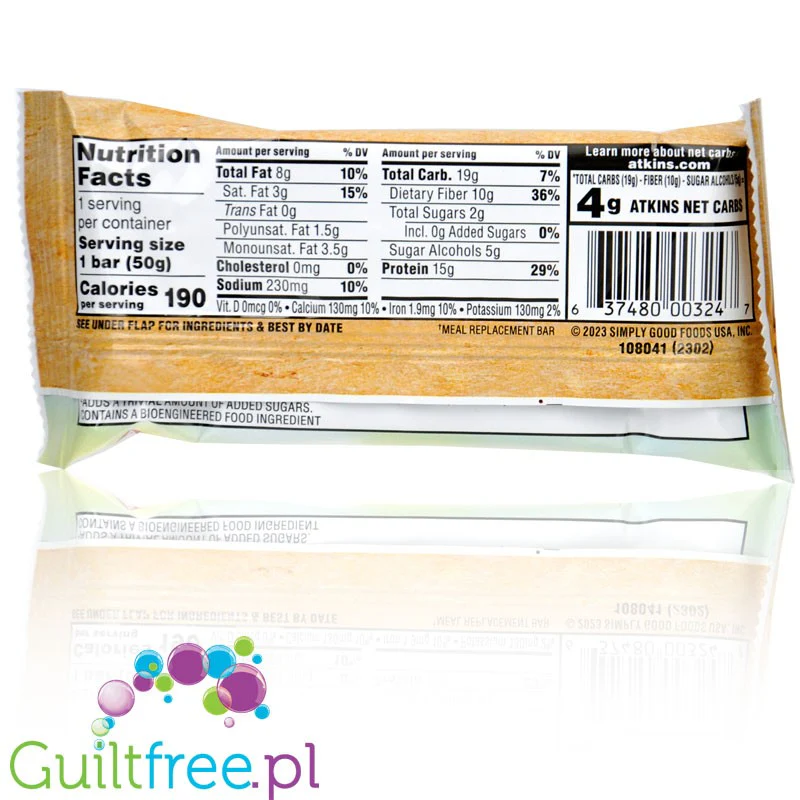 Atkins Meal Soft Baked Vanilla Macadamia Nut - baton śniadaniowy z migdałami i makadamia 190kcal & 15g białka - Image 3
